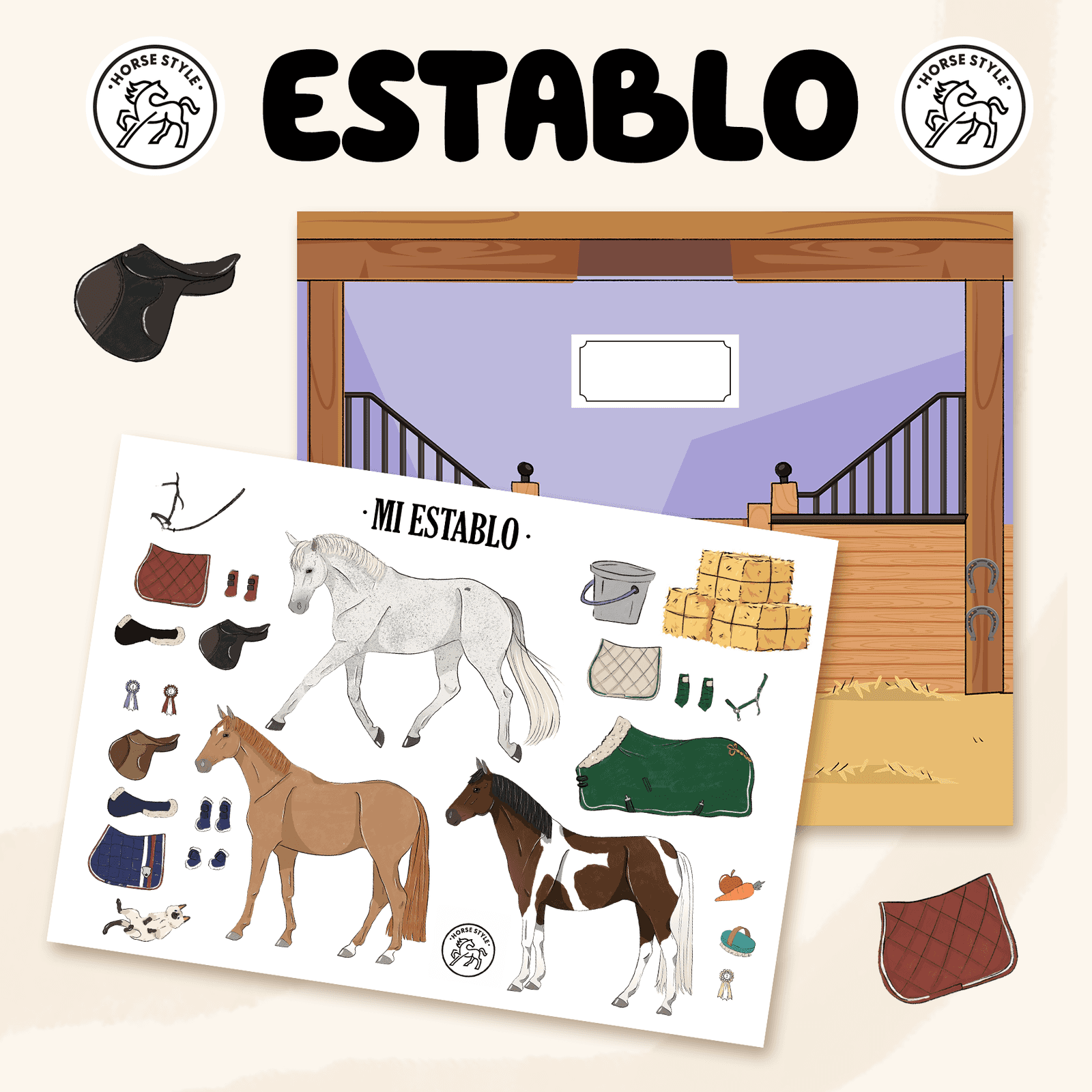 Set stickers + lámina "Establo"