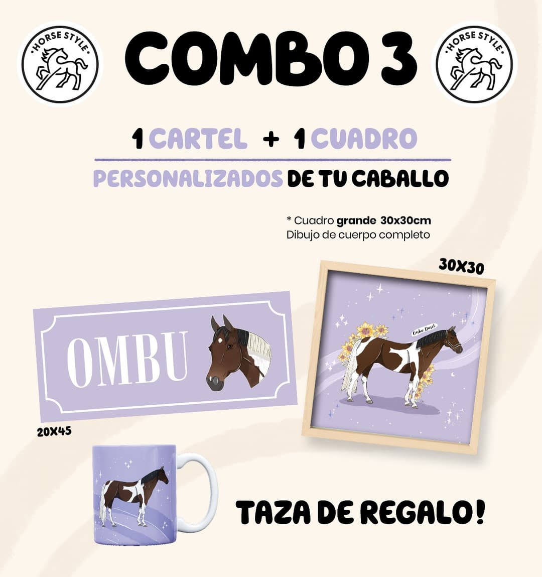Combo 3, un cartel, una taza y un cuadro