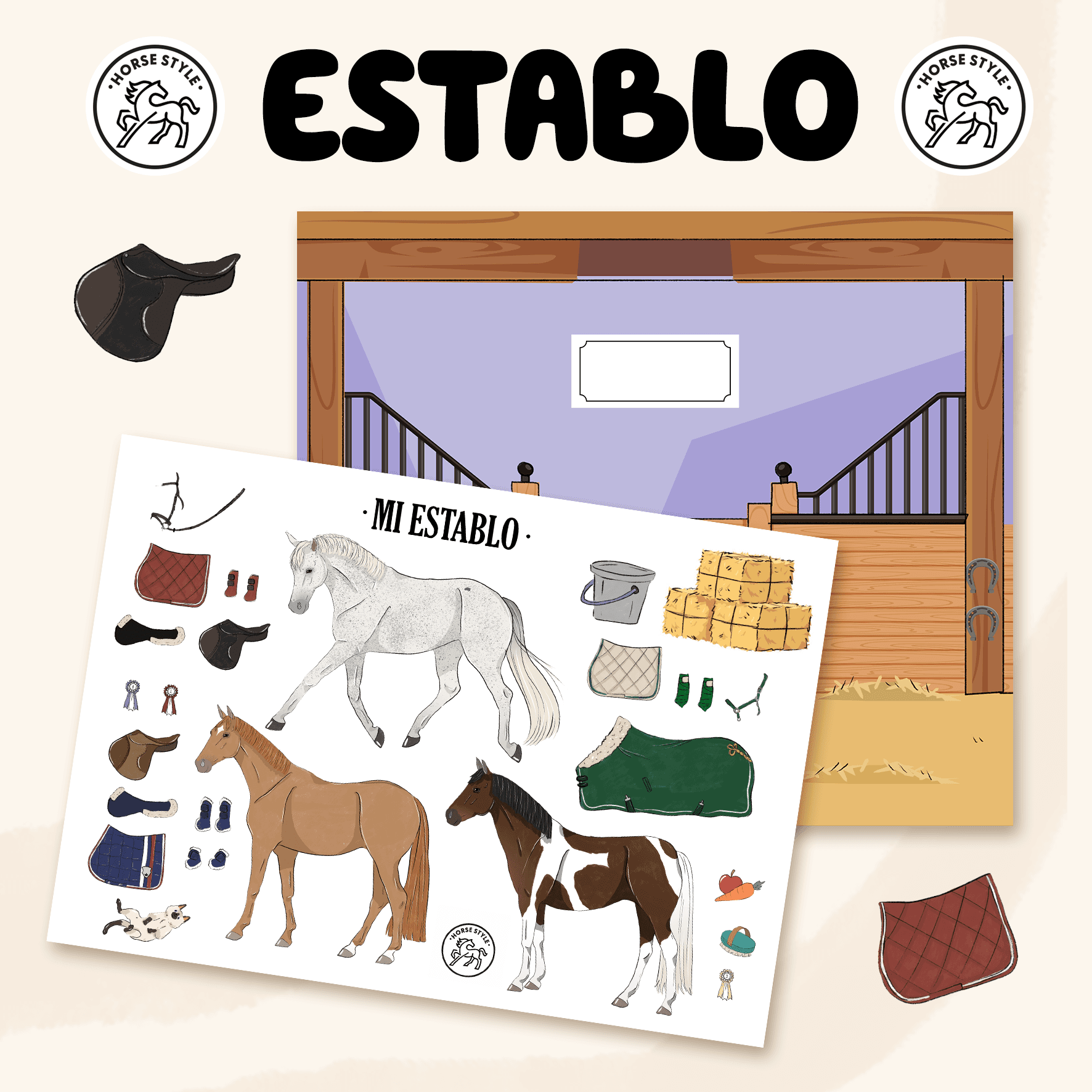 Set stickers + lámina "Establo"